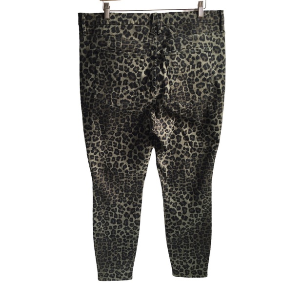 Good American Good Waist Crop Cheetah/Animal Print Green Jeans Size 20 - Picture 6 of 16